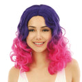 Perruque longue bouclée - luxe - violet, rose