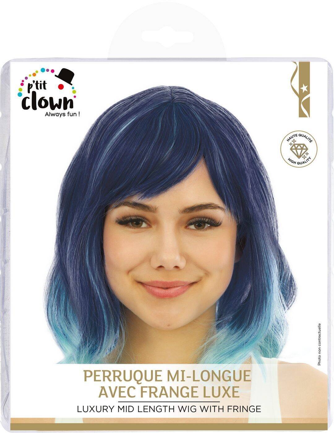 Mittellange Perücke mit Pony – Luxus – Blau