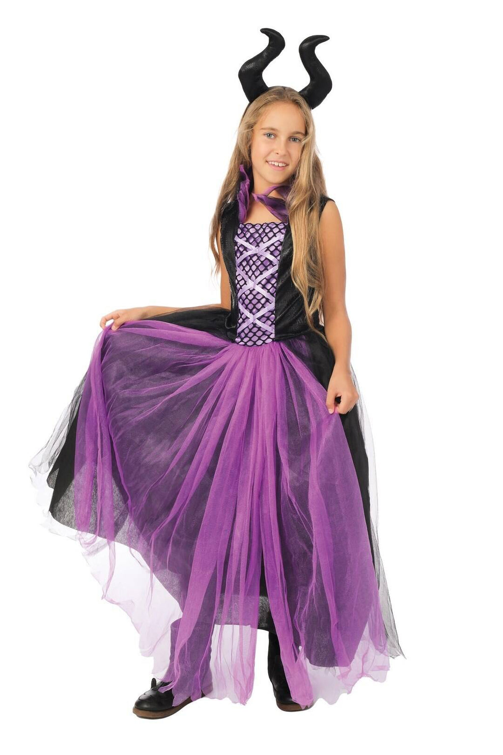 Costume sorcière maléfique - noir, violet - enfant
