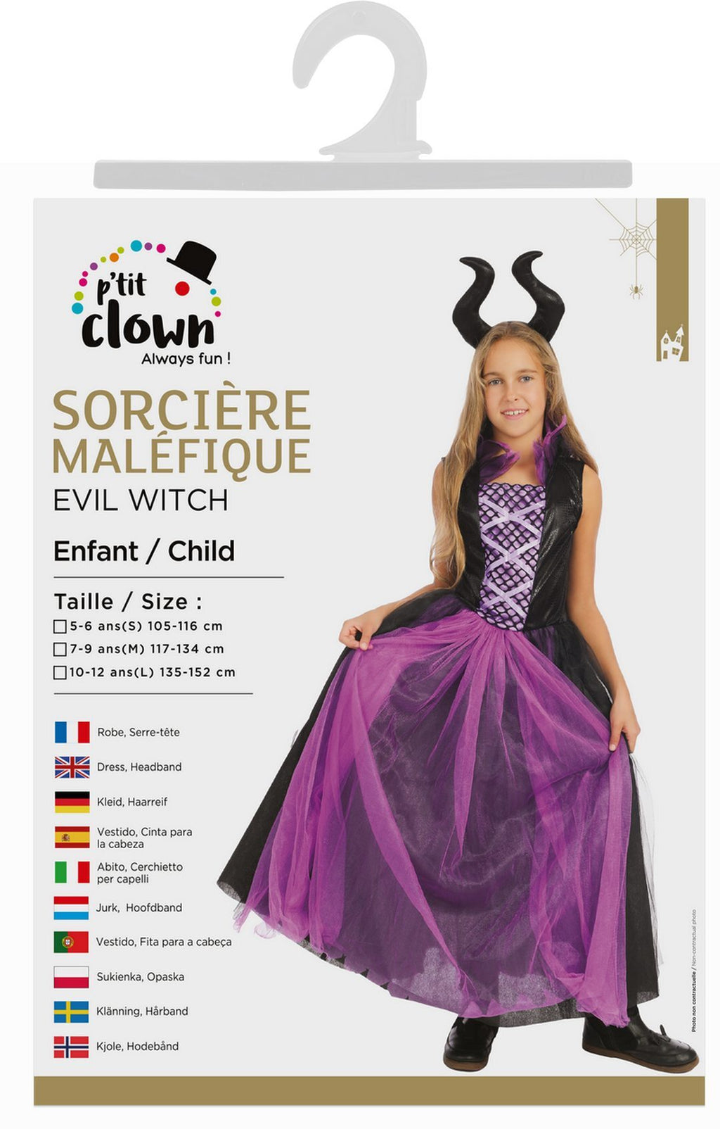 Costume sorcière maléfique - noir, violet - enfant