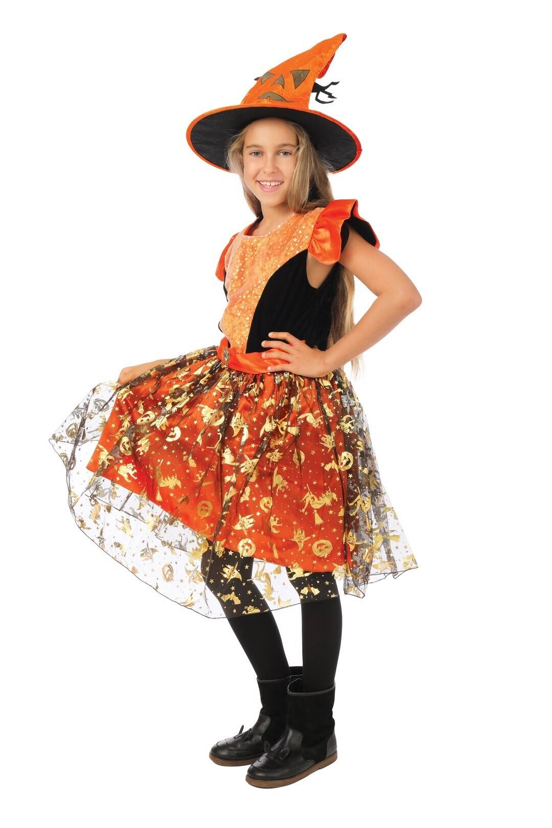 Kürbis-Hexenkostüm – Schwarz, Orange