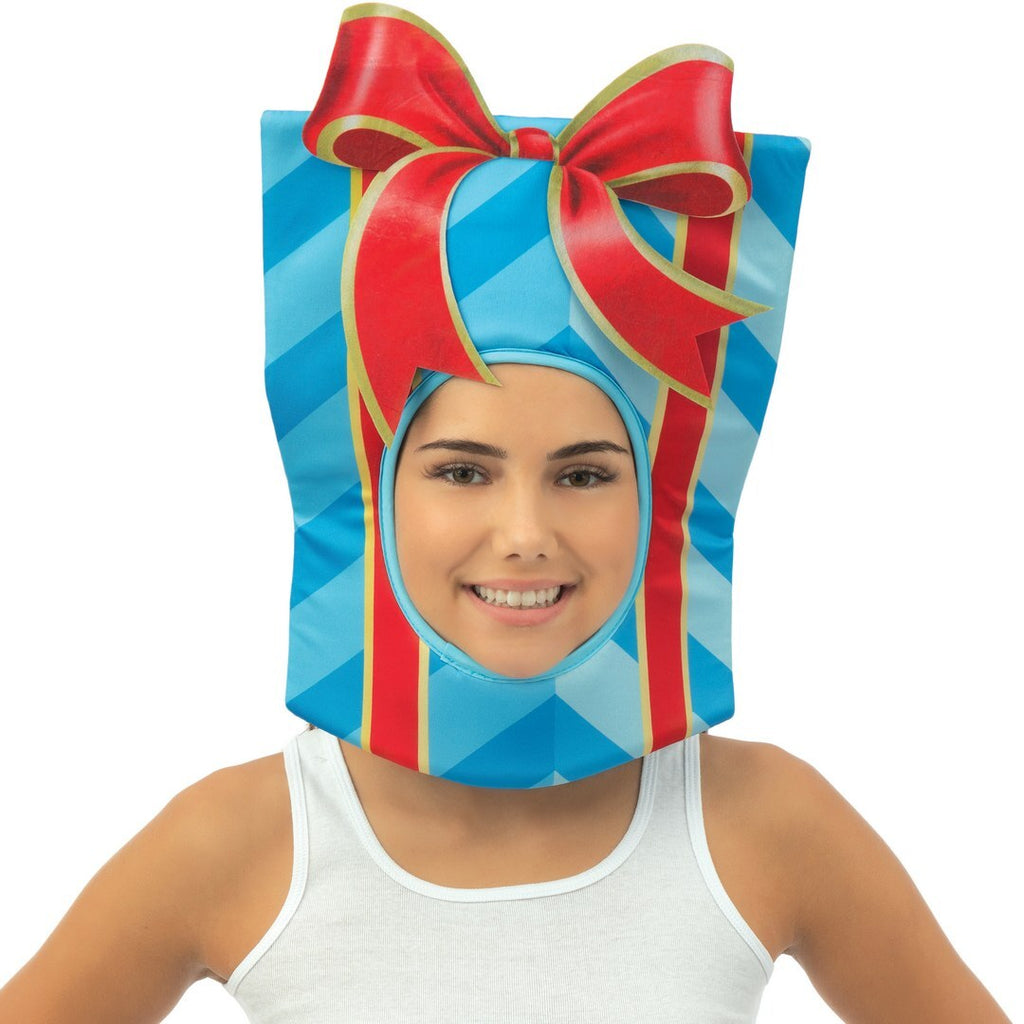 Gift box hat - blue, red - adult
