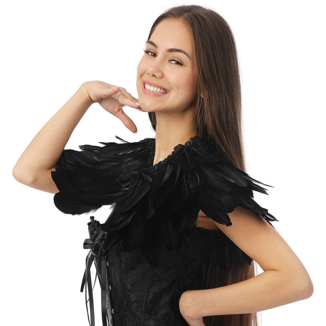 Cape gothique en plumes - noir