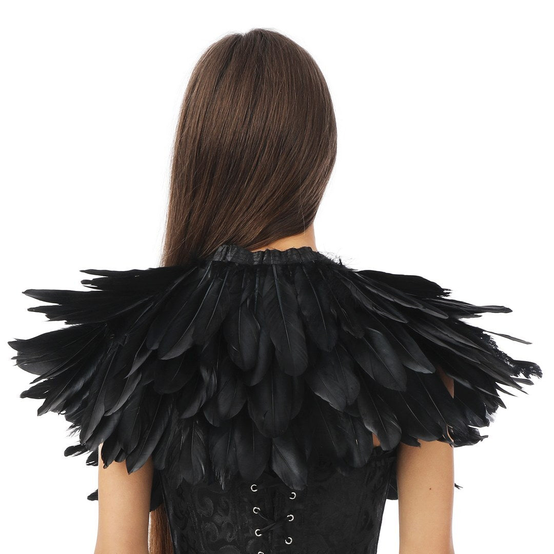 Cape gothique en plumes - noir