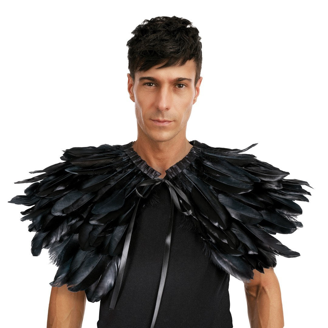 Cape gothique en plumes - noir