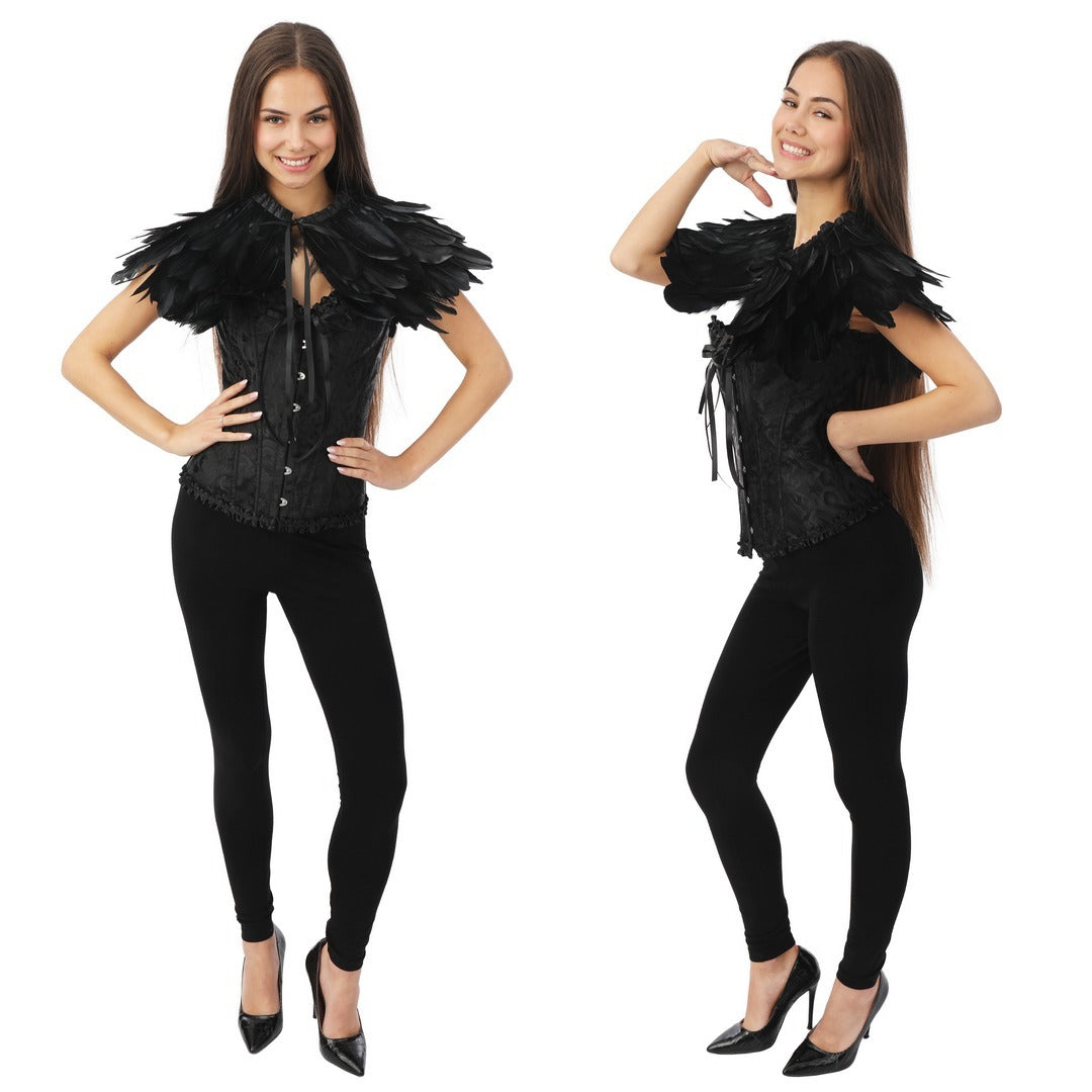 Cape gothique en plumes - noir