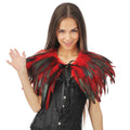 Cape gothique en plumes - noir et rouge