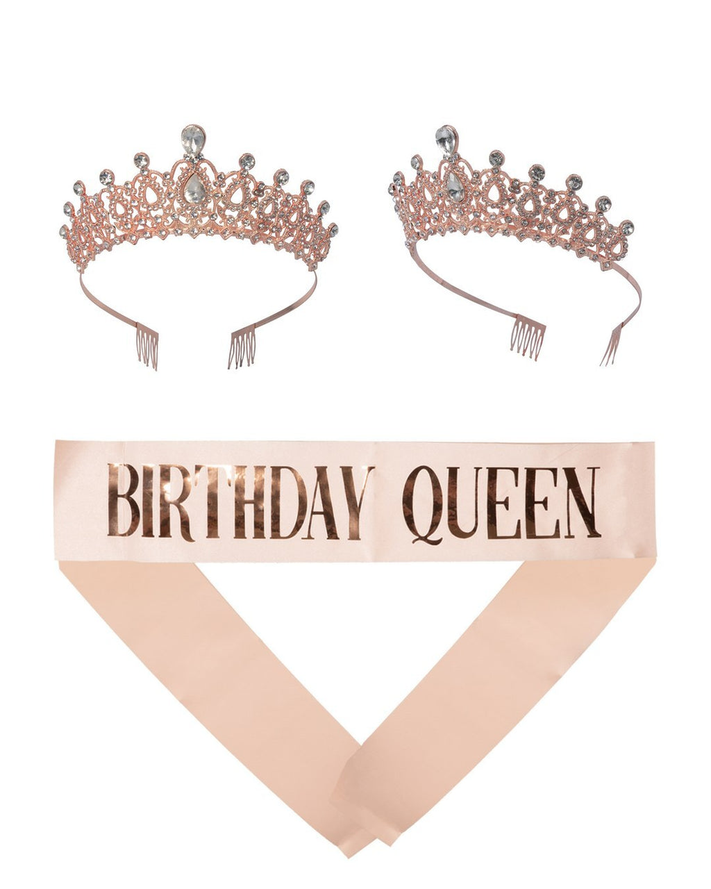 Headband set - Birthday Queen - metal - rose gold - adult