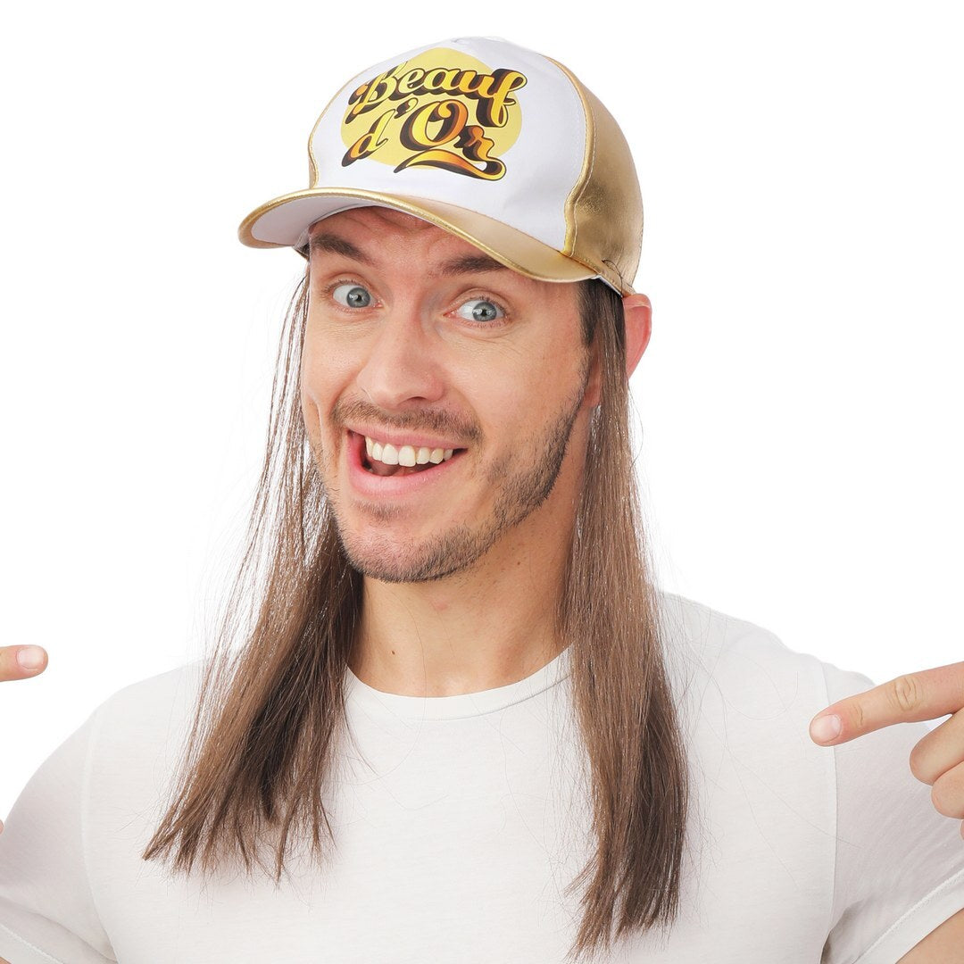 Cap mit Haaren - Goldener Proll - Erwachsene
