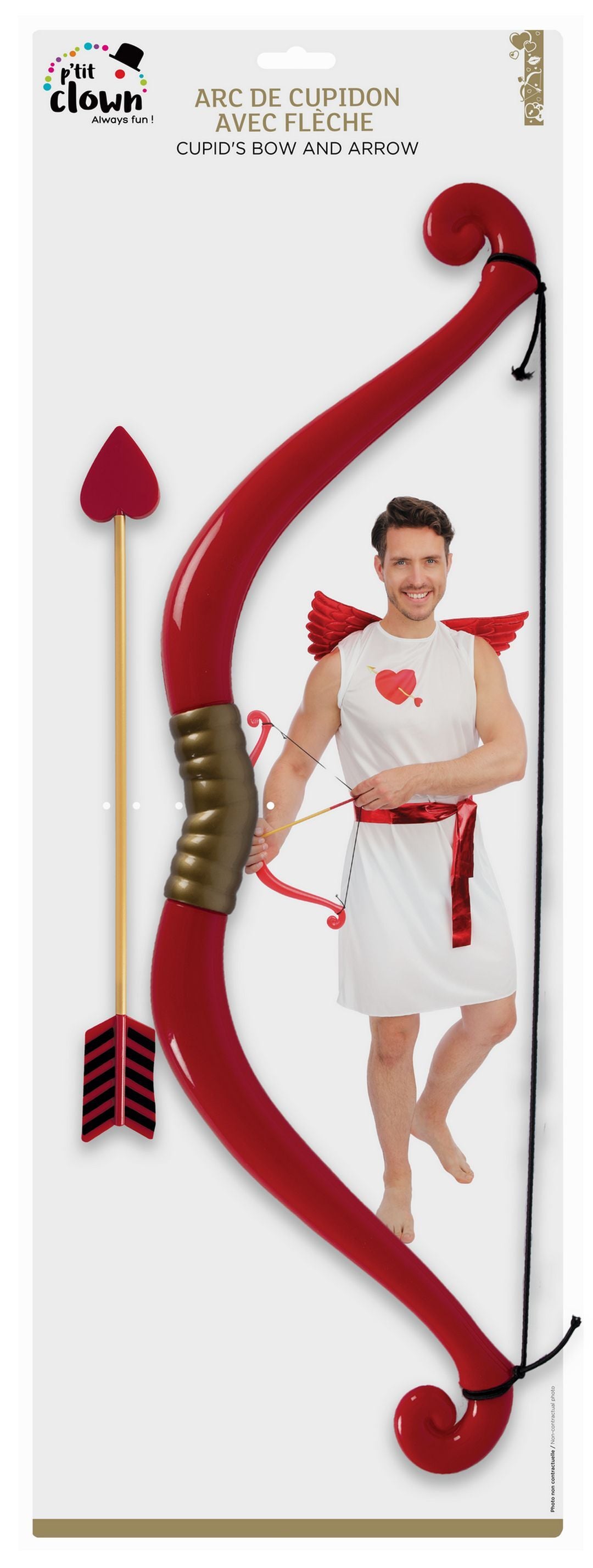 Arc de Cupidon avec flèche - rouge - 55cm
