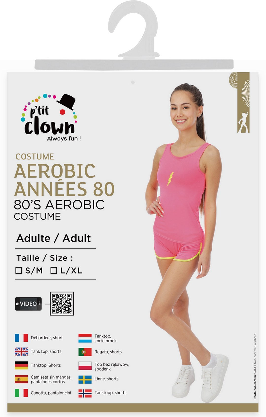 Costume Aérobic années 80 - rose fluo