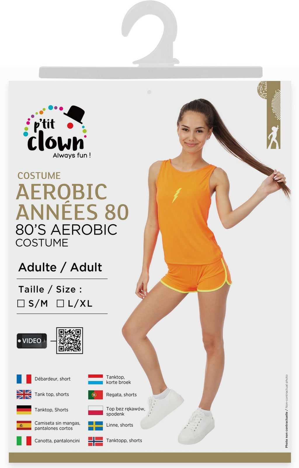 Costume Aérobic années 80 - orange fluo