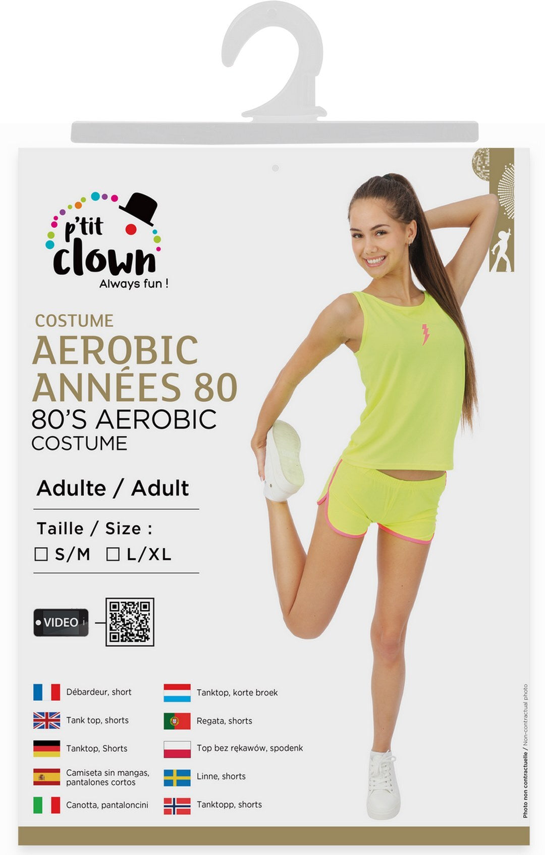 ostume Aérobic années 80 - jaune fluo - adulte