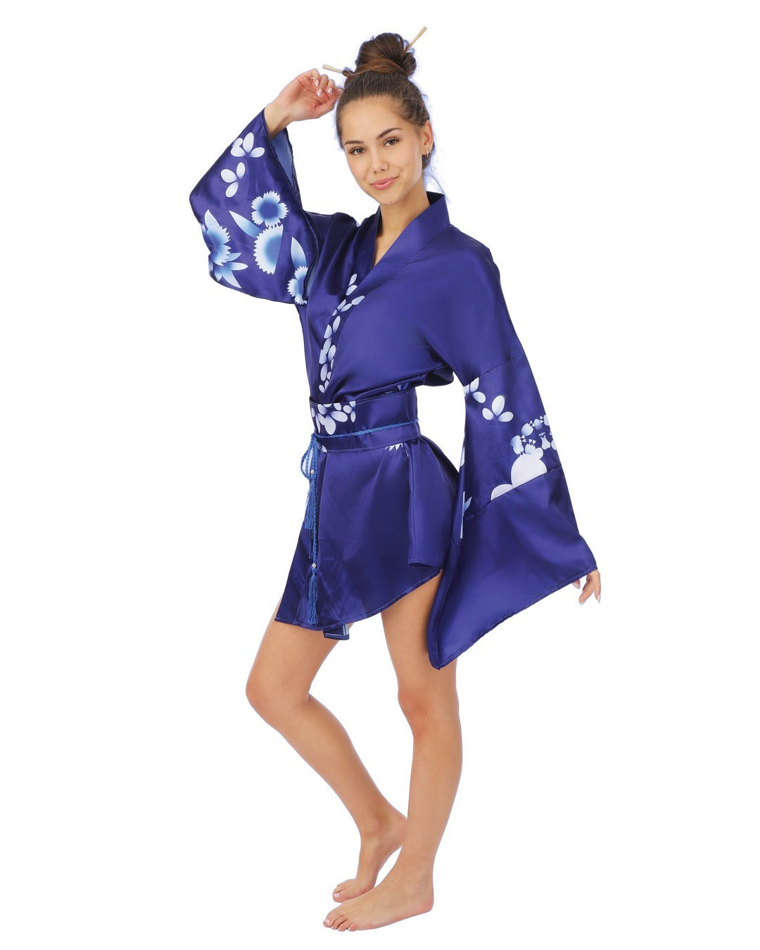 Blaues geblümtes Kimono-Kostüm - Erwachsene