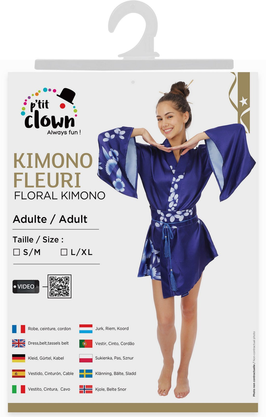 Blaues geblümtes Kimono-Kostüm - Erwachsene