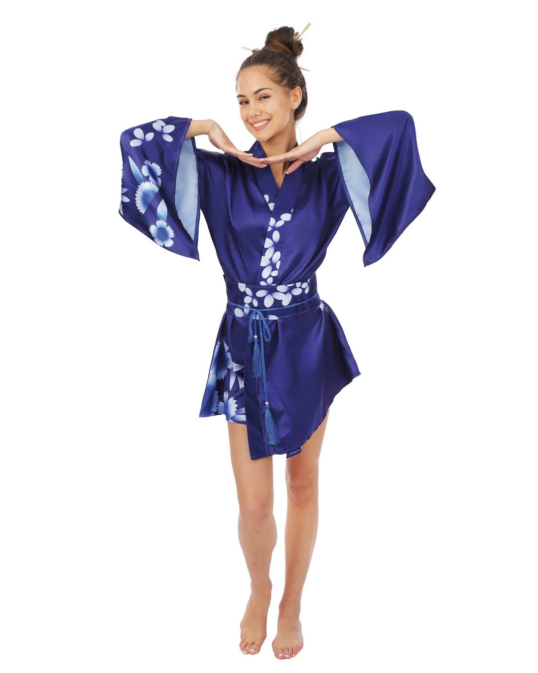 Blaues geblümtes Kimono-Kostüm - Erwachsene