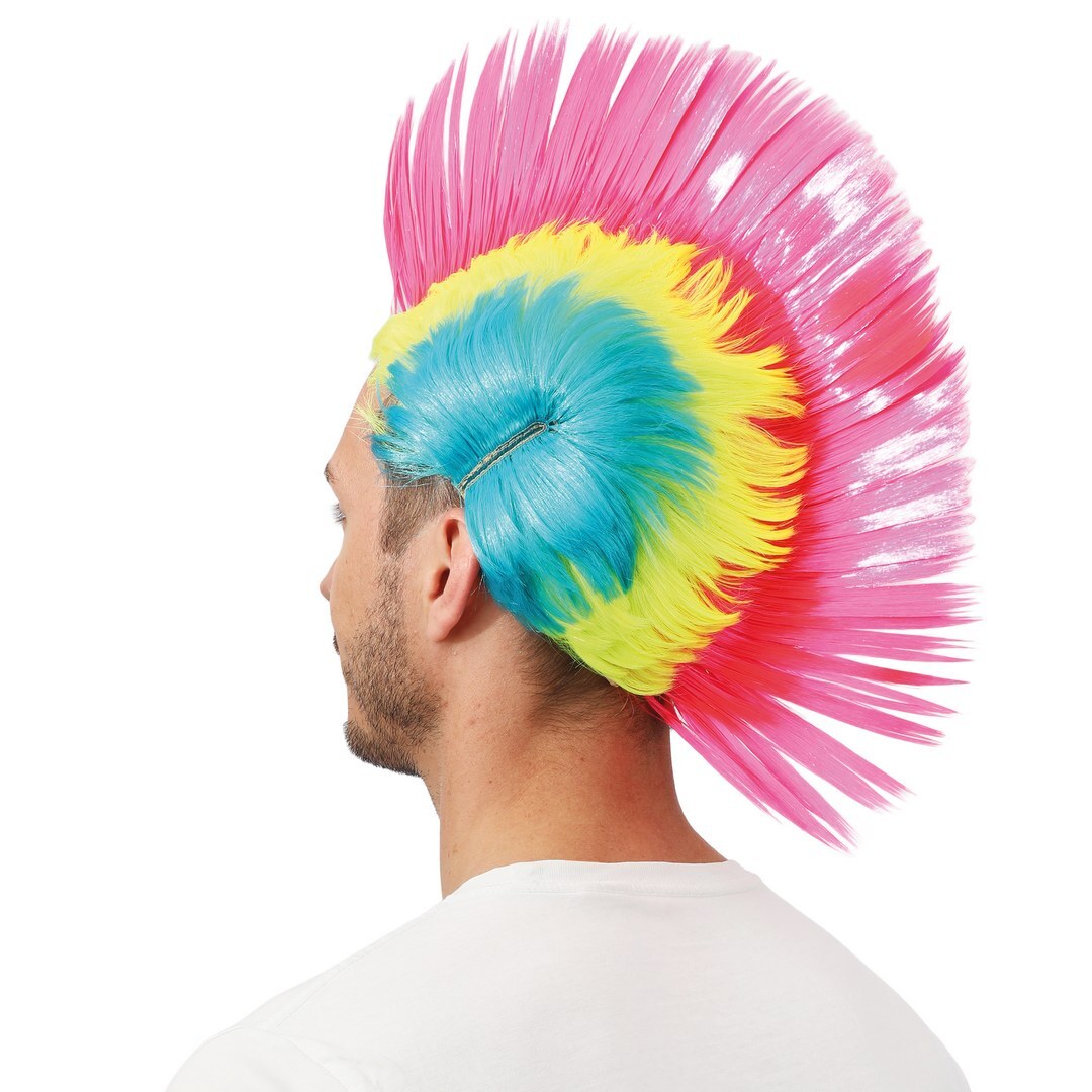 Perruque punk multicolore - fluo