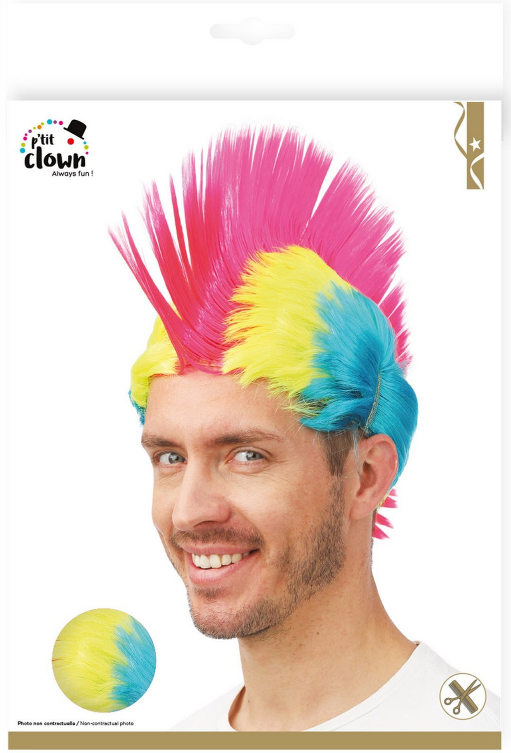 Perruque punk multicolore - fluo