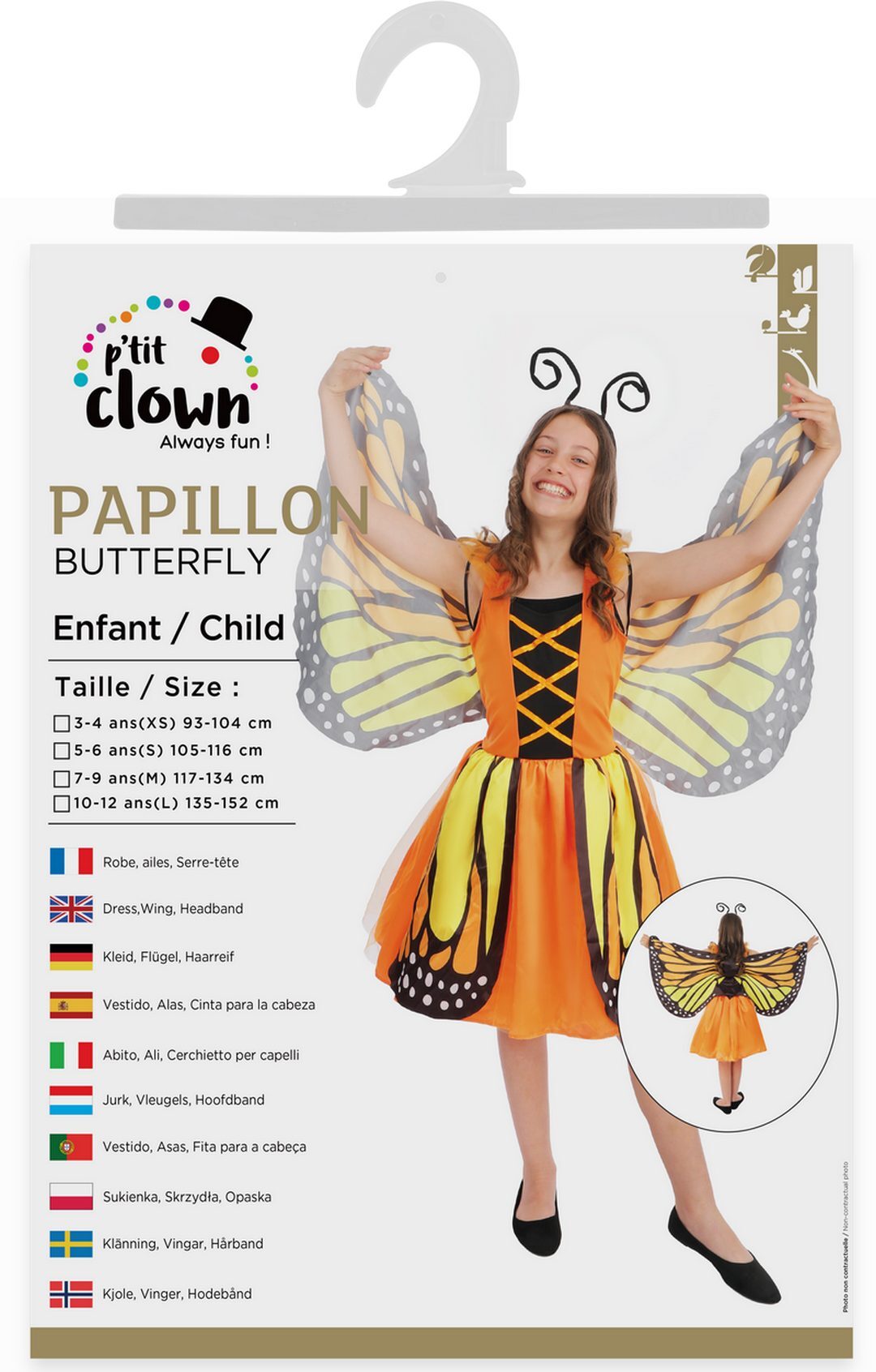 Costume papillon - orange - enfant