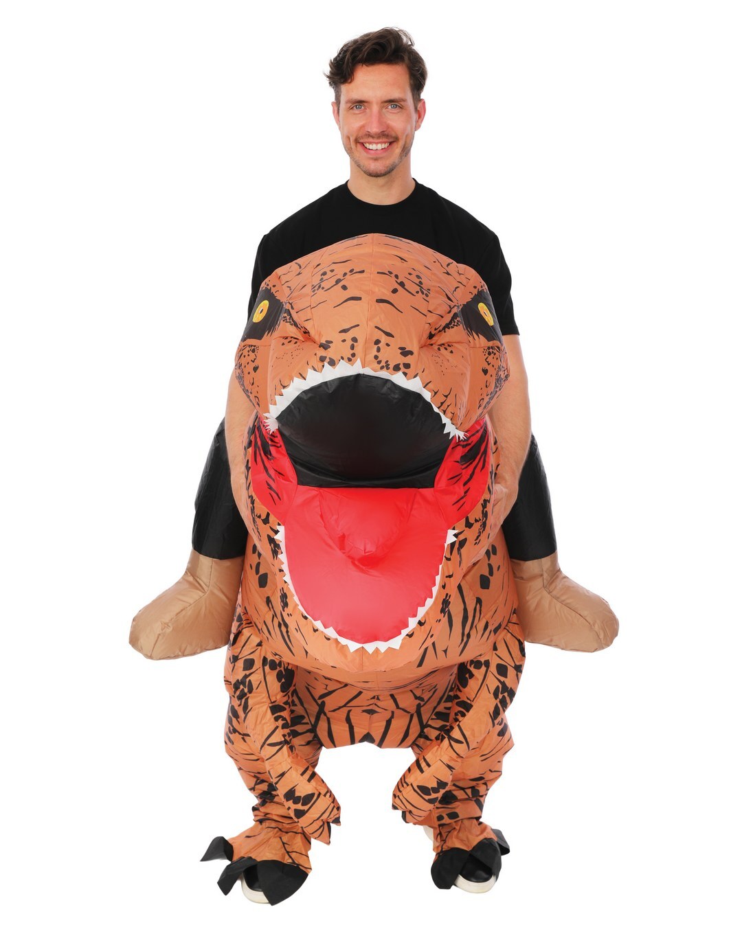 Costume gonflable dinosaure assis-dessus - adulte