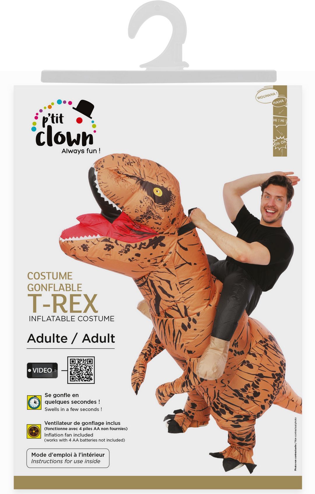 Costume gonflable dinosaure assis-dessus - adulte