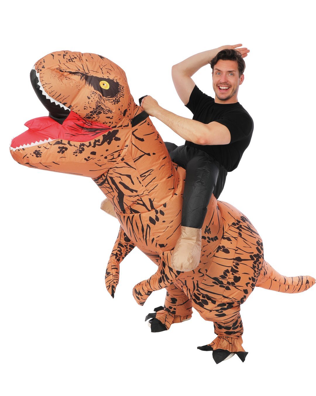Costume gonflable dinosaure assis-dessus - adulte