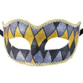 Venezianische Harlekinmaske - Grau, Schwarz, Gold