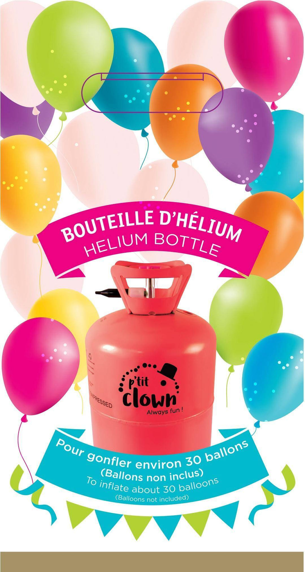 Bouteille d'hélium jetable - capacité 30 ballons, 0,2 m3