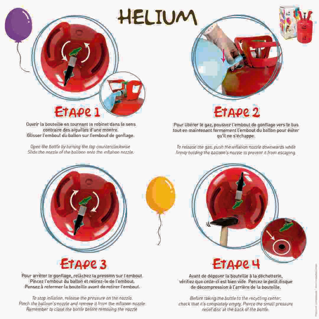 Bouteille d'hélium jetable - capacité 30 ballons, 0,2 m3