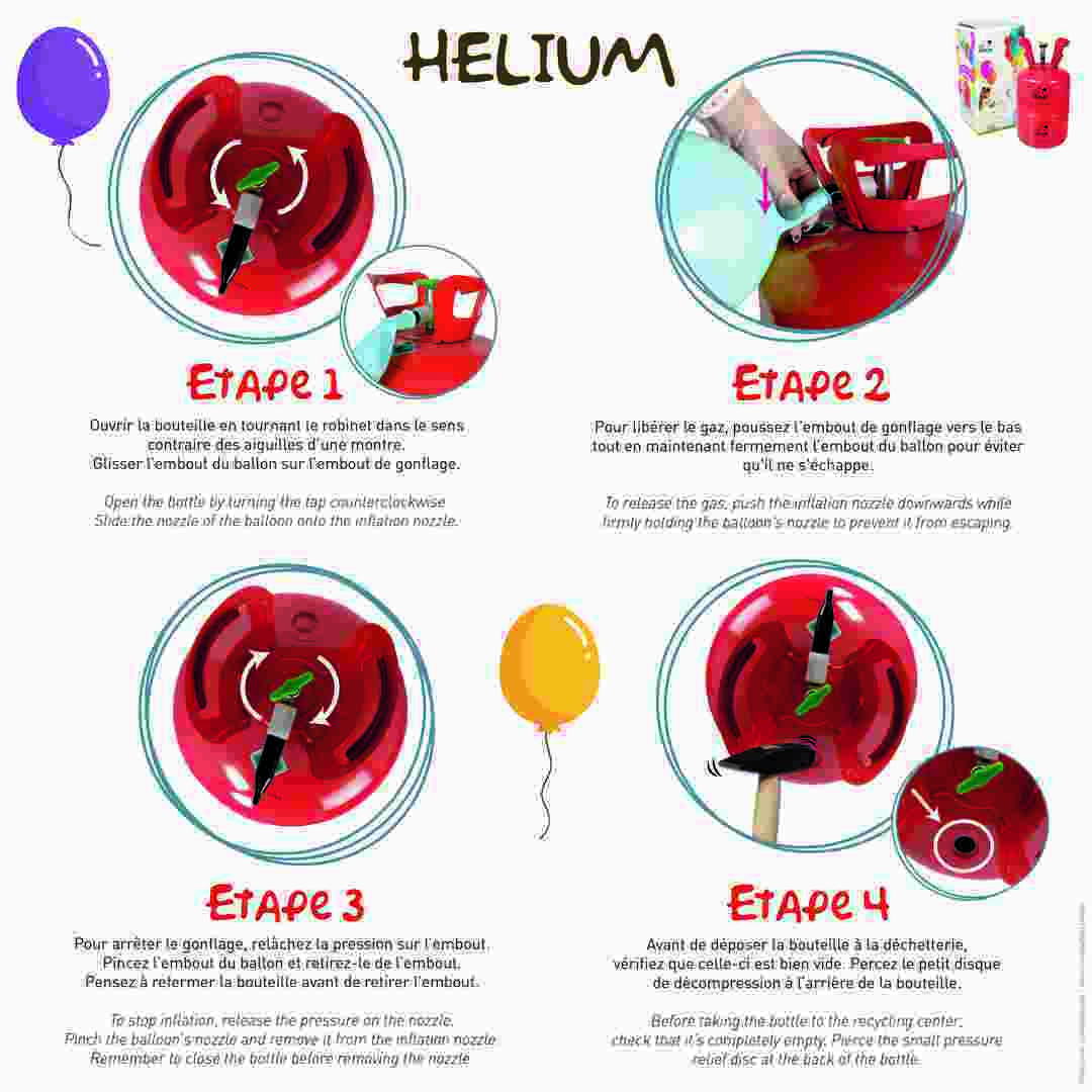 Bouteille d'hélium jetable - capacité 30 ballons, 0,2 m3