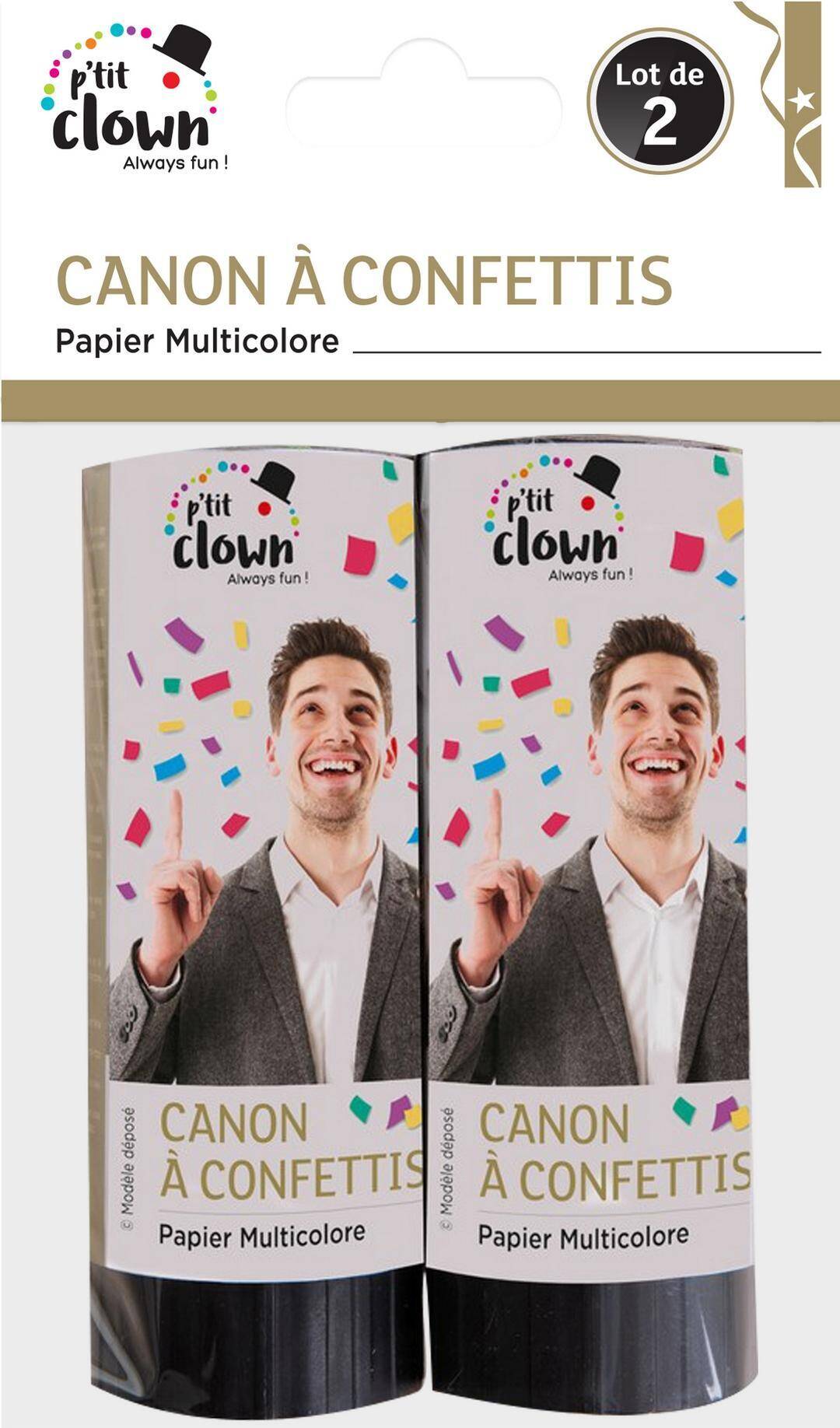 Konfettikanone aus Papier – 11 cm – 2er-Set – mehrfarbig