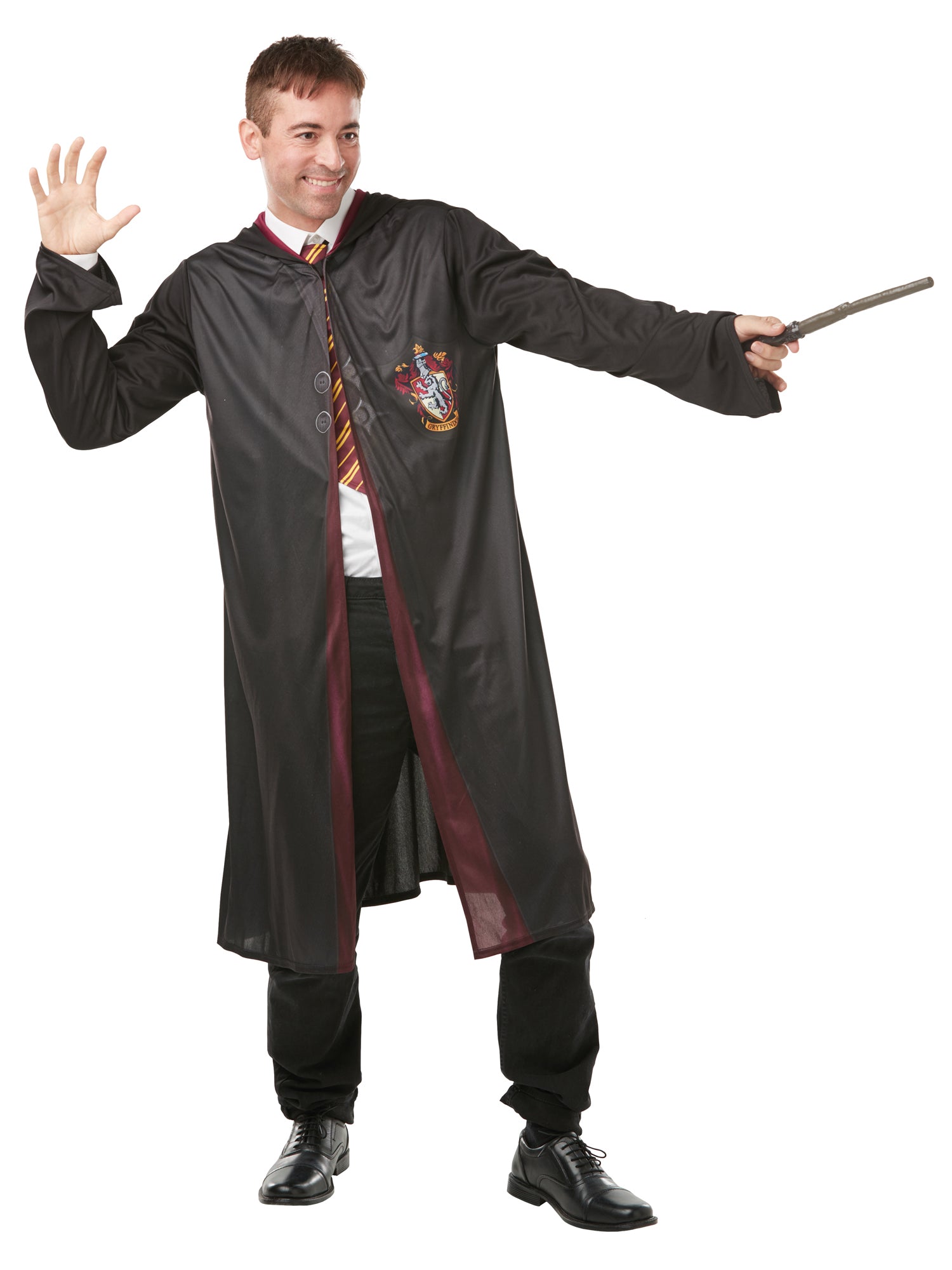 Klassisches Harry Potter Kostüm für Erwachsene + Zauberstab + Krawatte