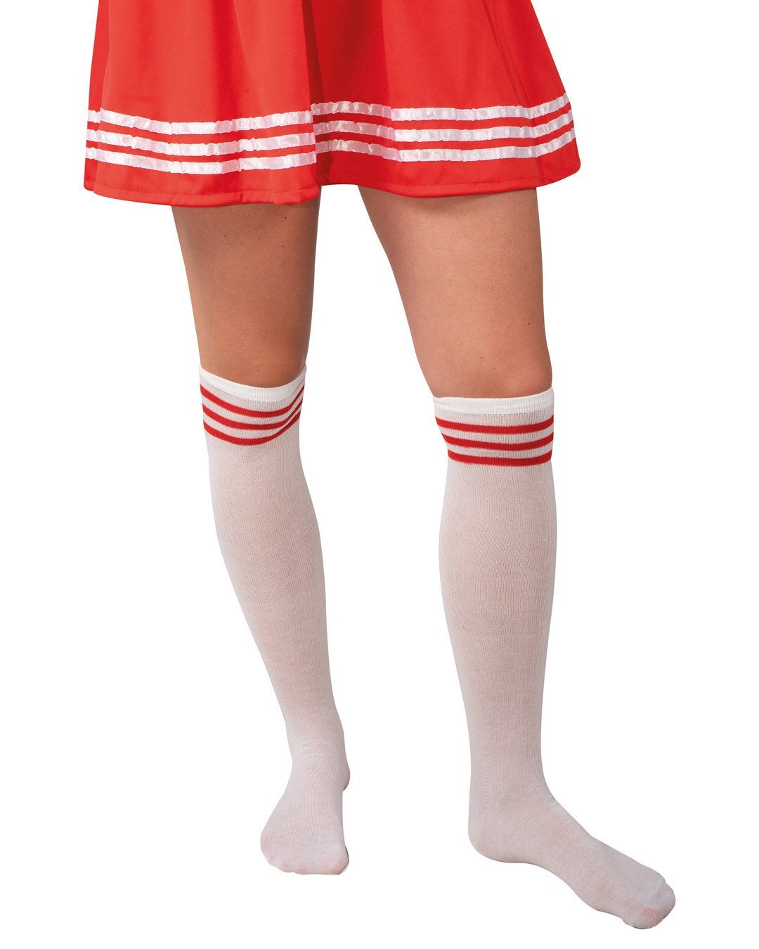 Chaussettes de pom-pom girl - blanc, rouge