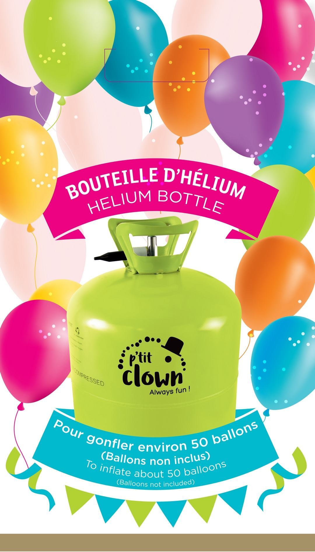 Einweg-Heliumflasche – für 50 Ballons, 0,4 m3