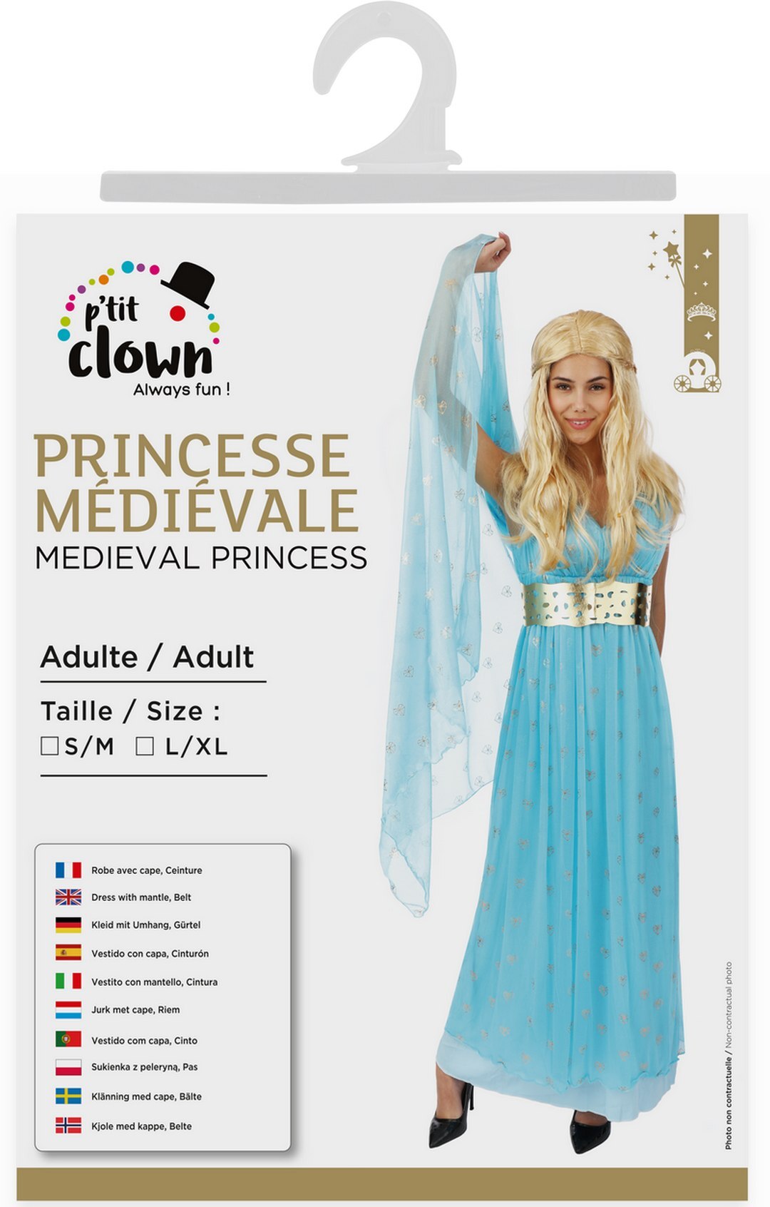 Mittelalterliches Prinzessinnenkostüm - blau - Erwachsene