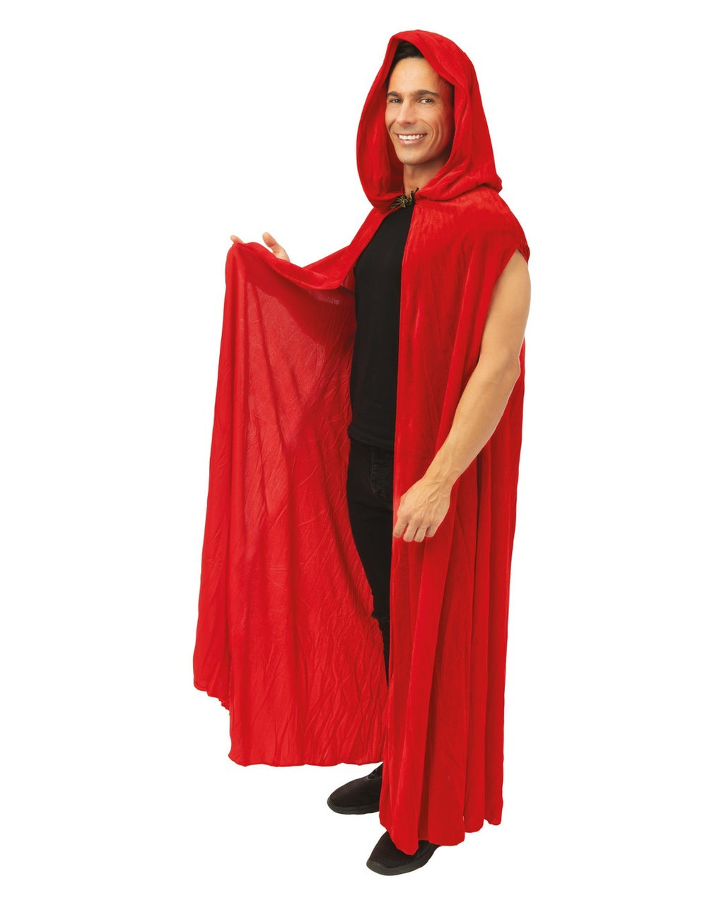 Samtumhang mit Kapuze - 150cm - rot