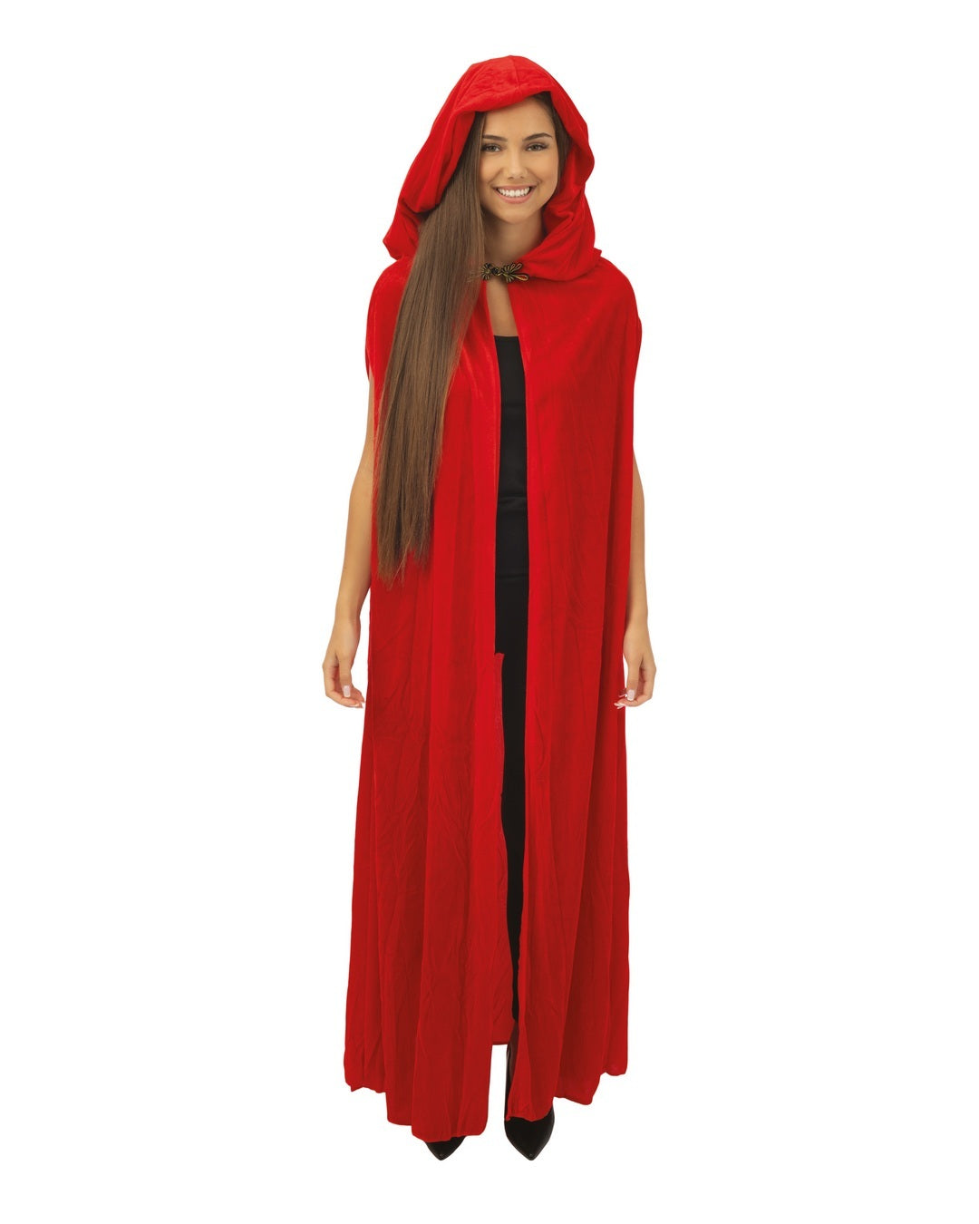 Samtumhang mit Kapuze - 150cm - rot