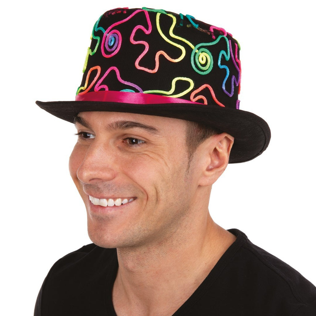 Chapeau haut de forme - multicolore fluo - adulte