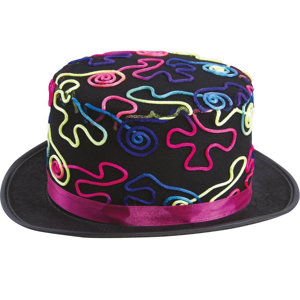 Chapeau haut de forme - multicolore fluo - adulte