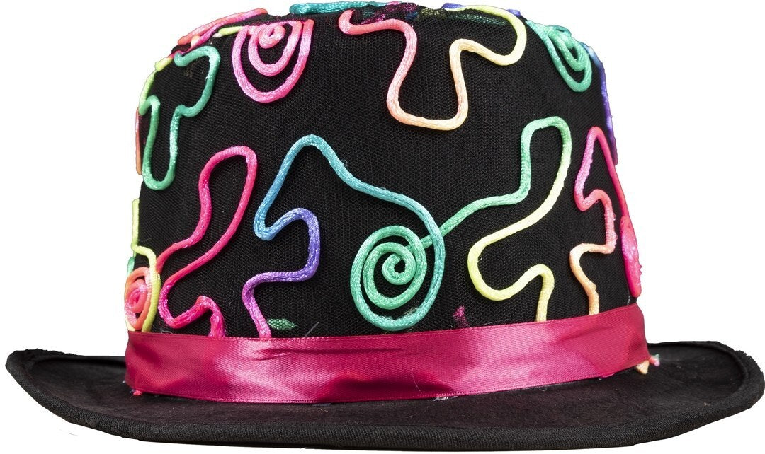 Chapeau haut de forme - multicolore fluo - adulte