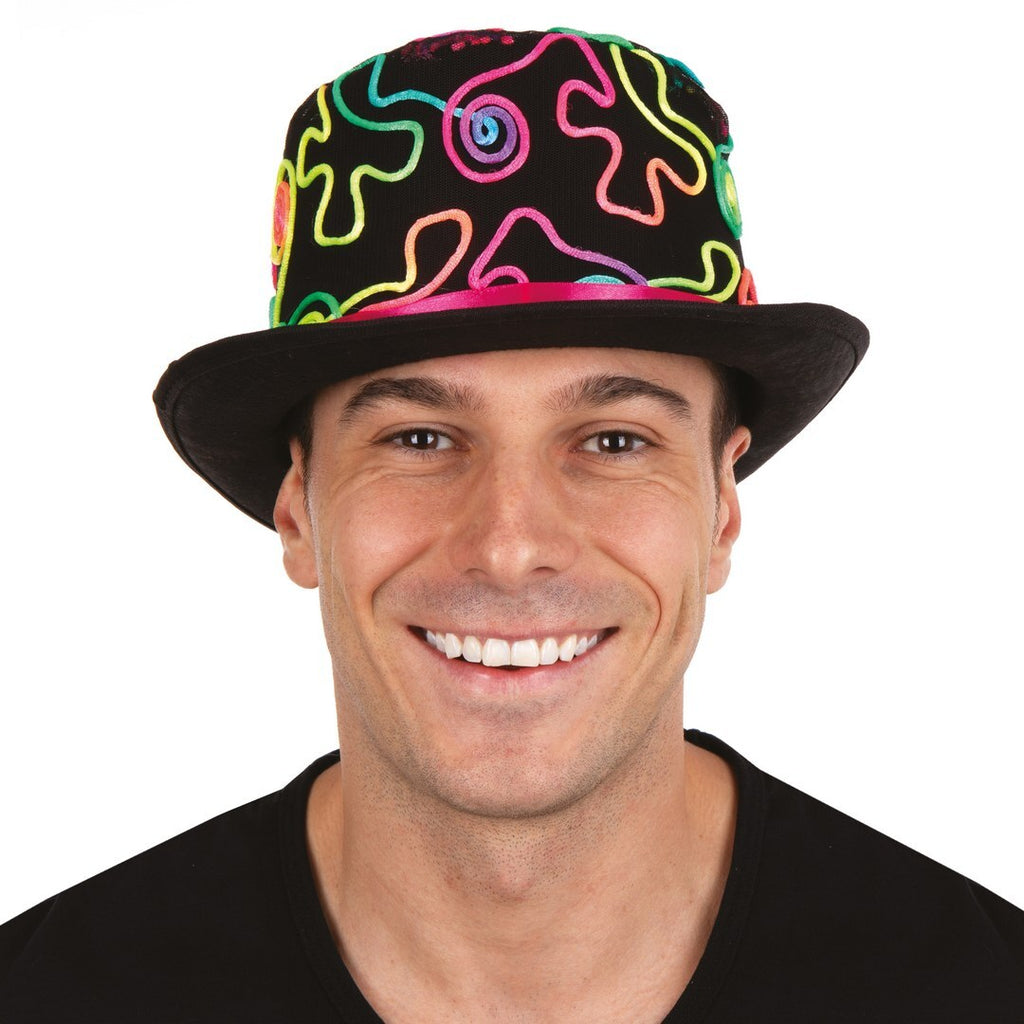 Chapeau haut de forme - multicolore fluo - adulte