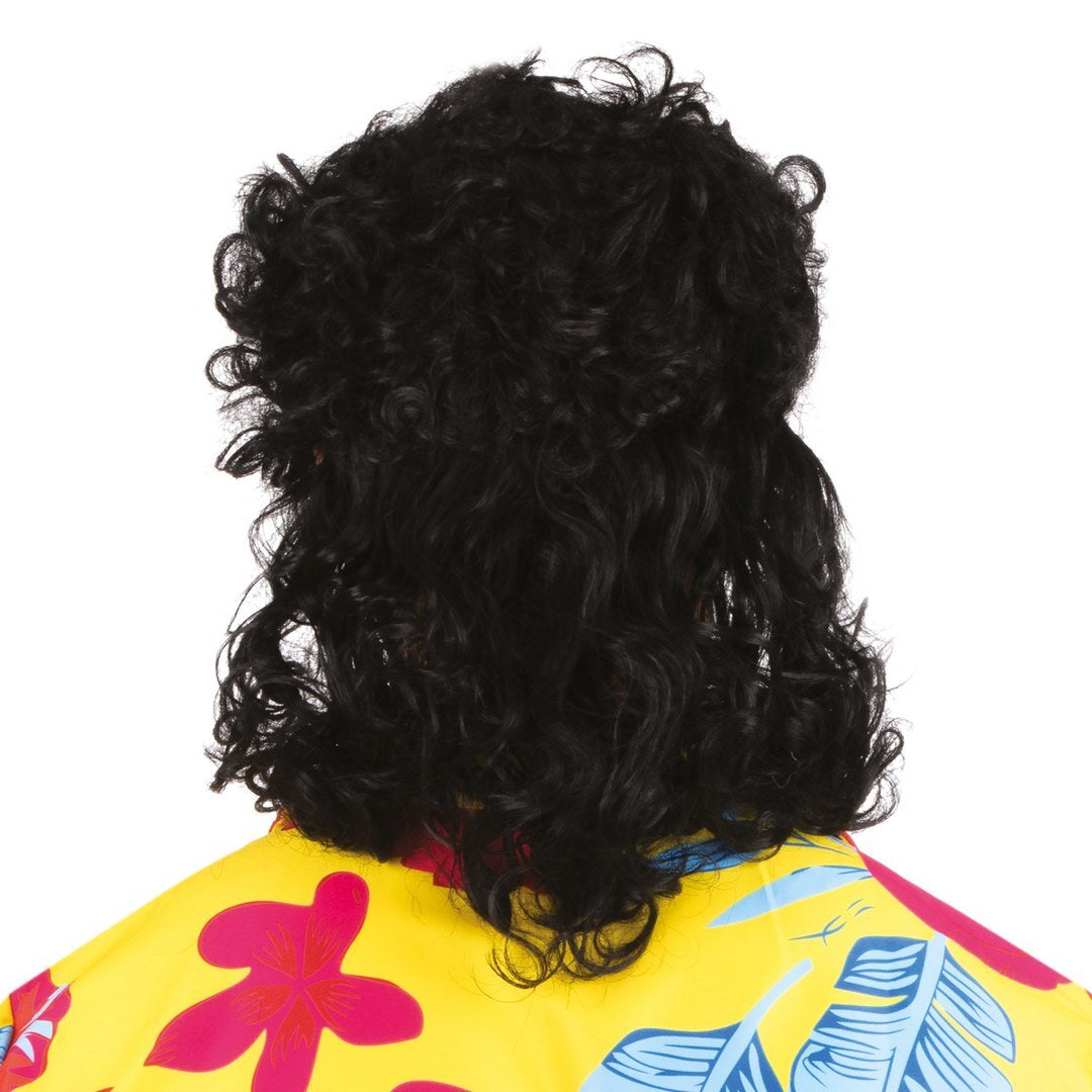 Mullet wig and beard - black