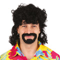 Mullet wig and beard - black