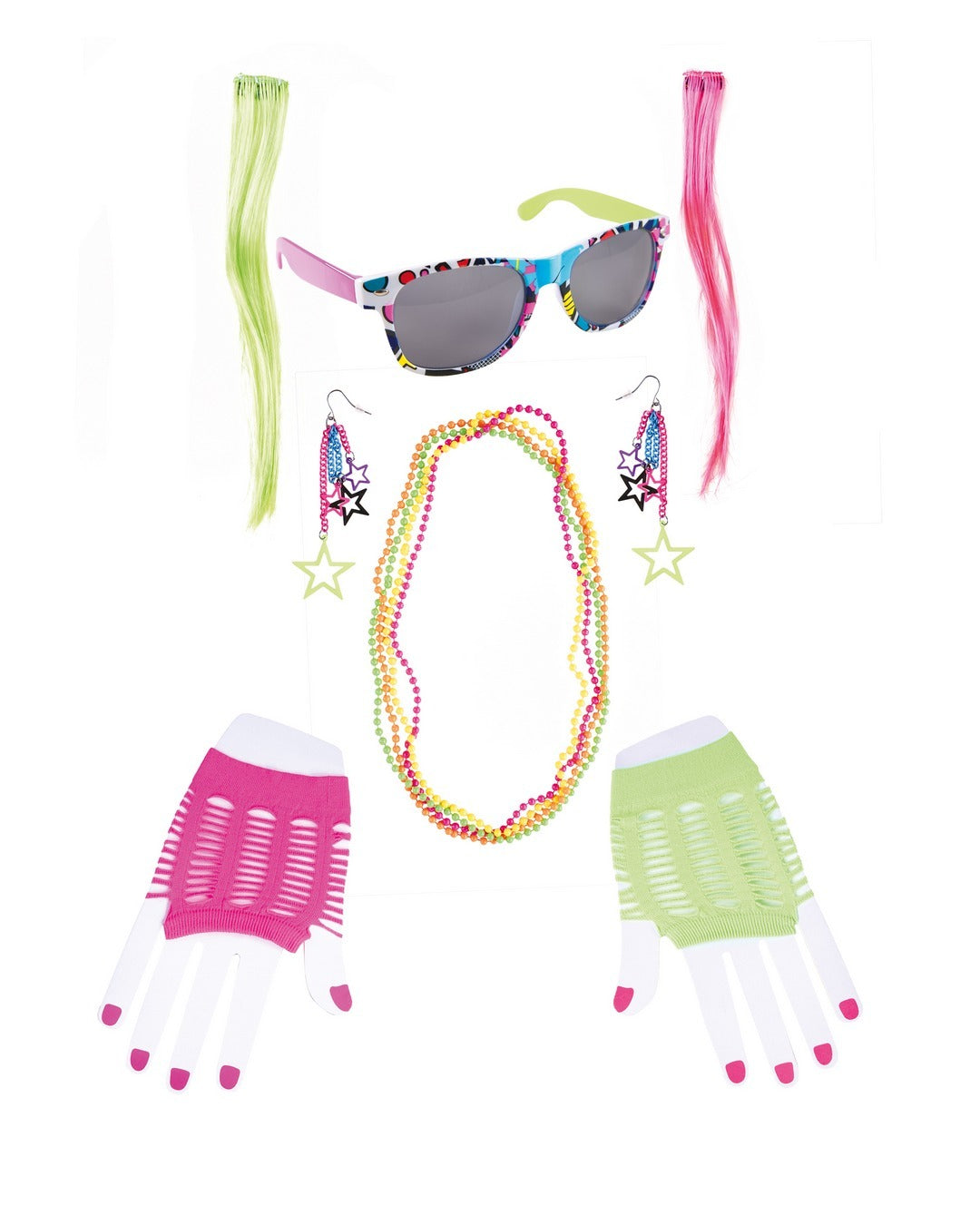 80er-Jahre-Set – Neon – Erwachsene