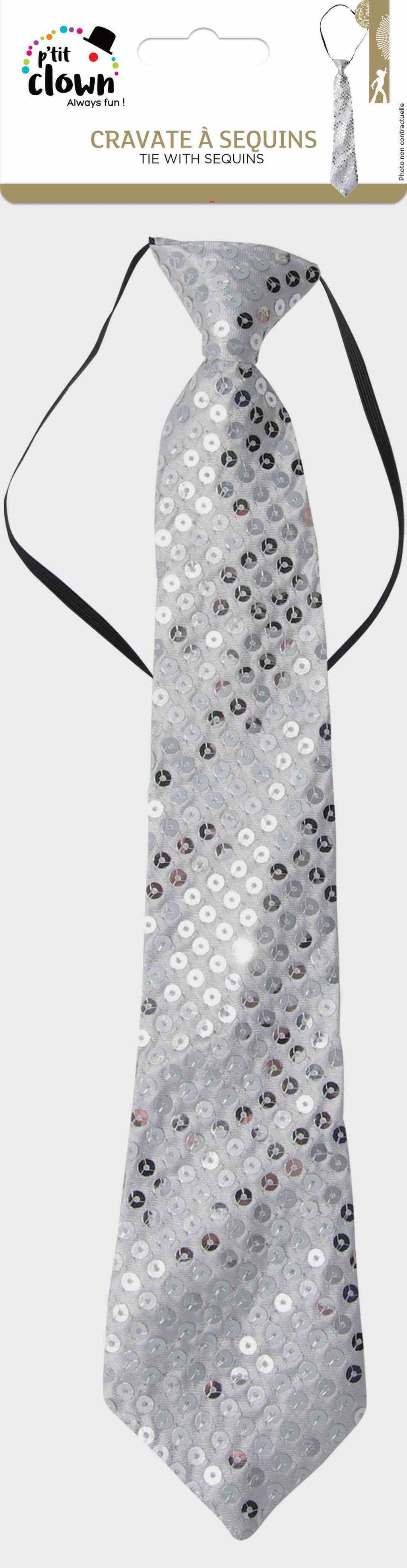 Paillettenkrawatte – Silber