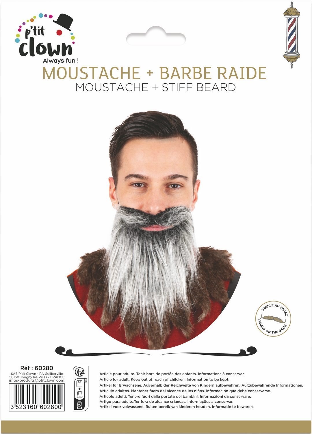 Steifer Schnurrbart und Bart - grau
