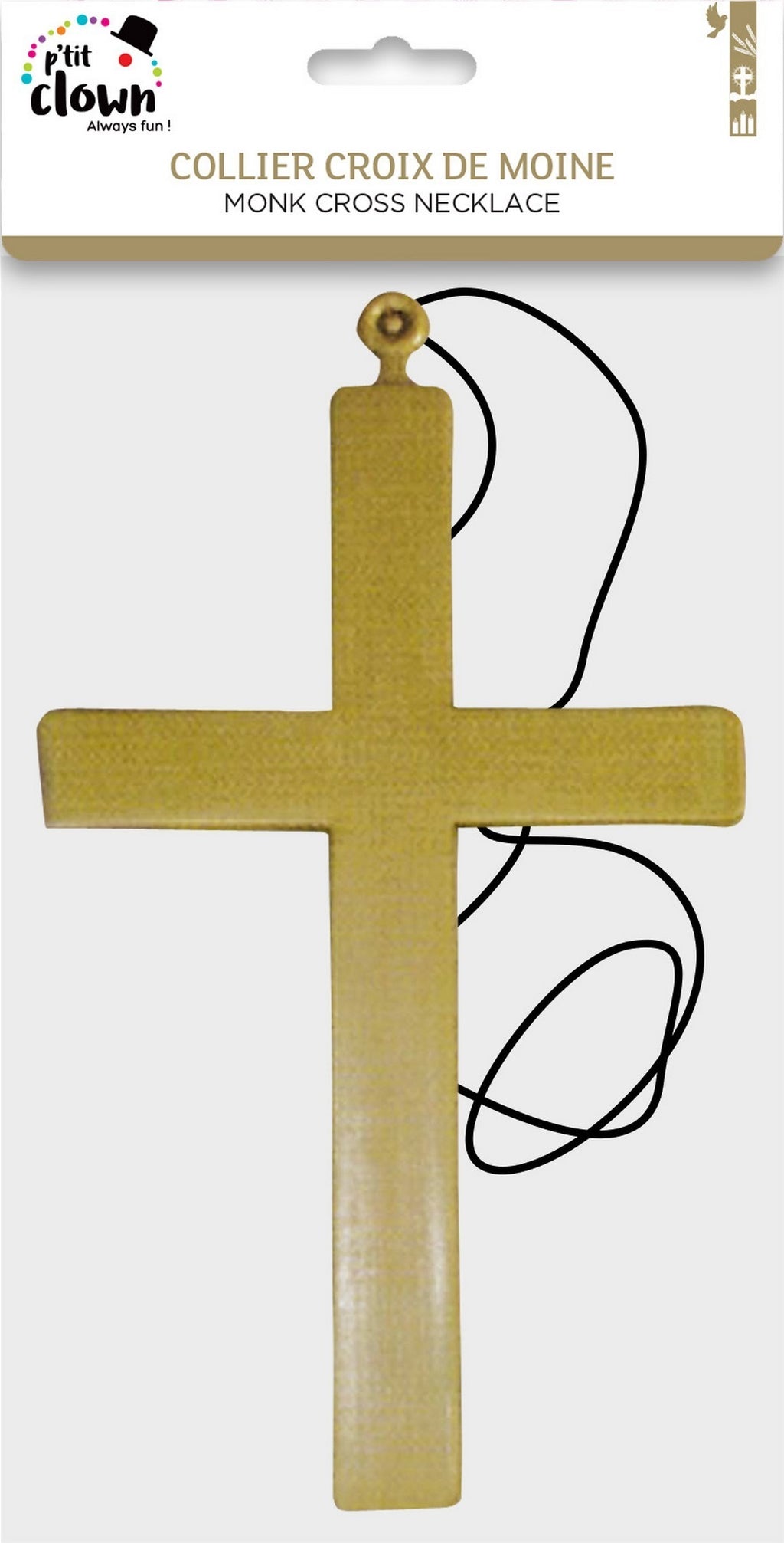 Collier croix de moine - or - 23 cm