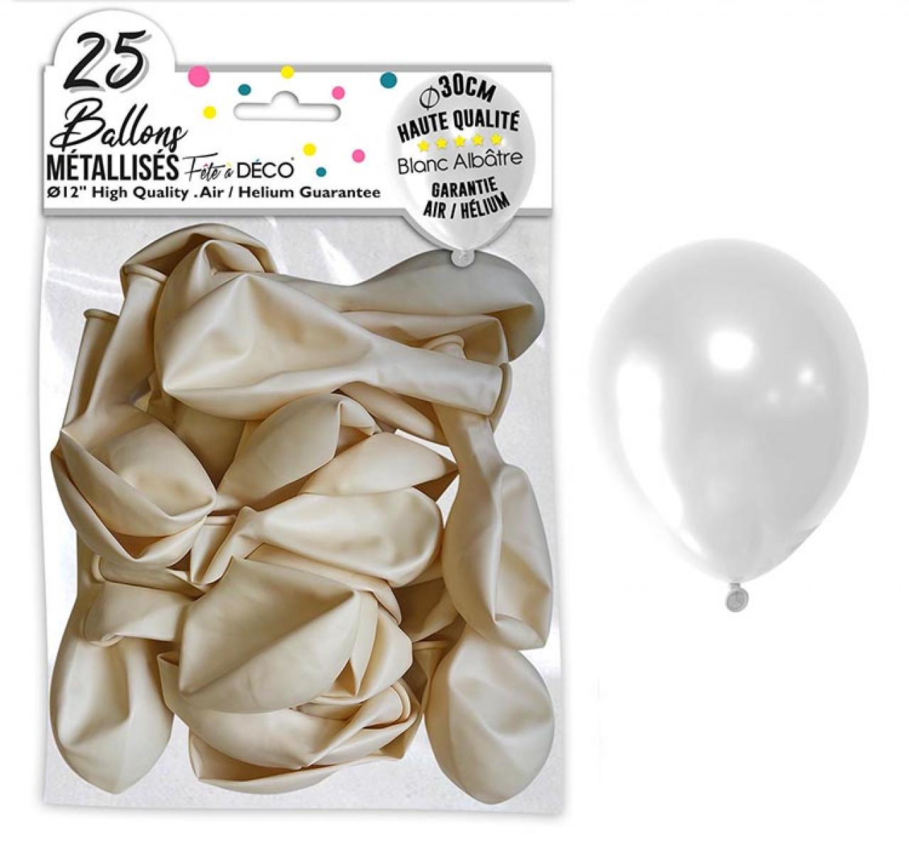 25 metallische Luftballons, weiß