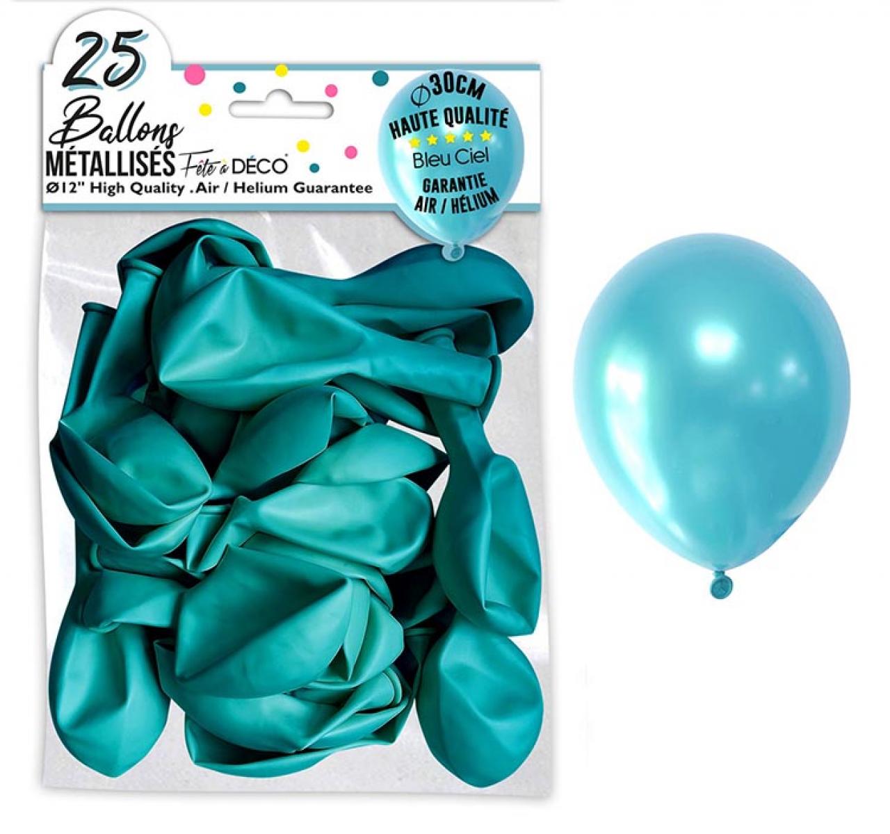 25 metallische Luftballons, hellblau
