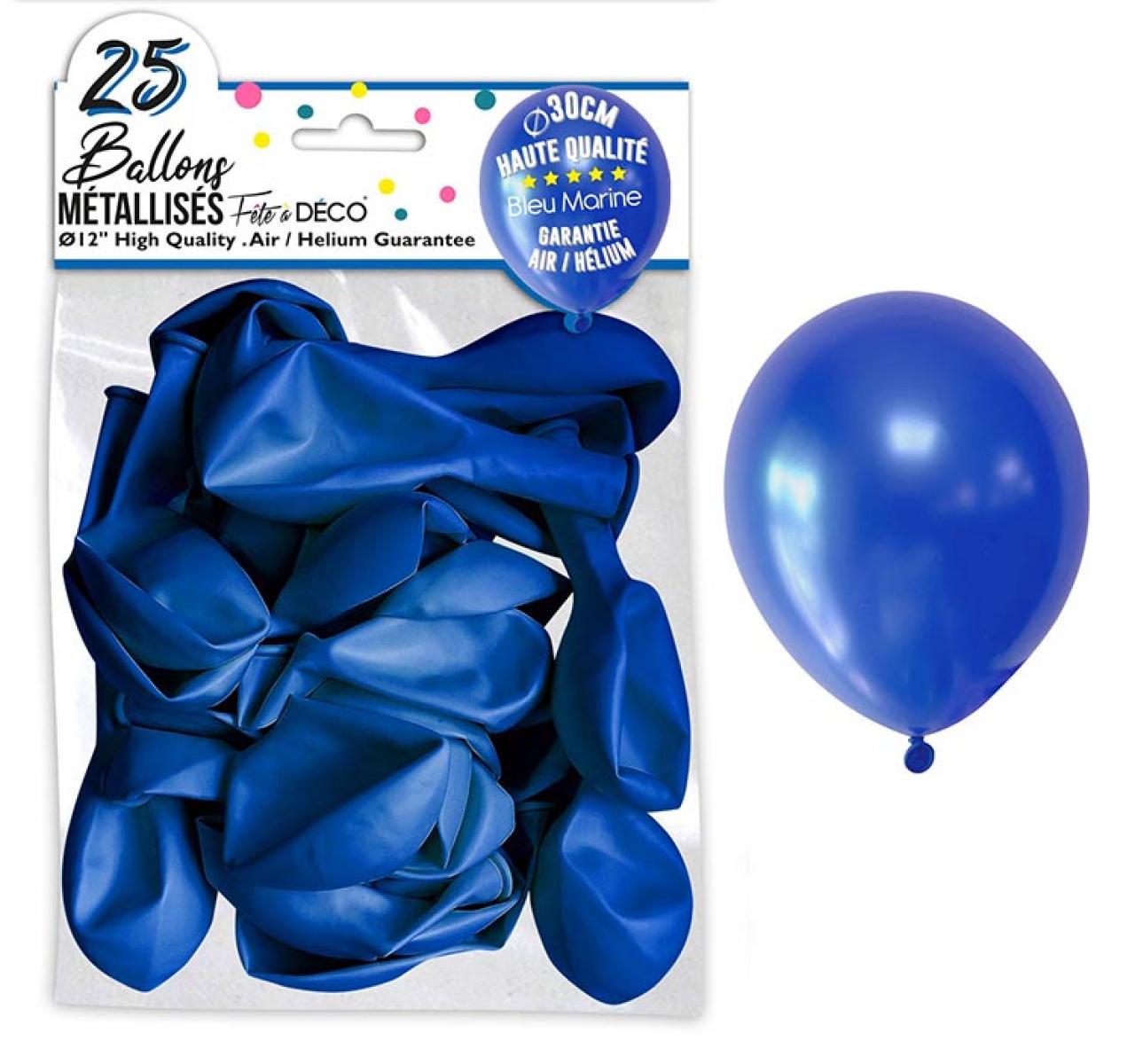 25 blaue Metallic-Luftballons